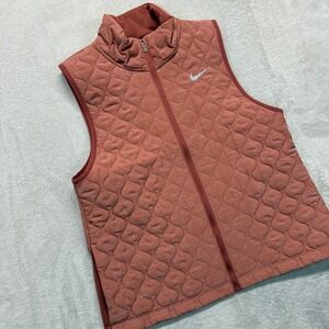 Nike Vest Women's Small Aeroloft Quilted Pink Orange Running Athletic Full Zip